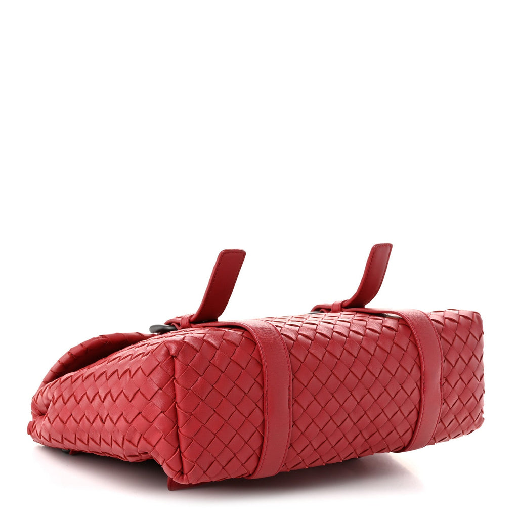 Bottega Veneta Nappa Intrecciato Flap Satchel Red