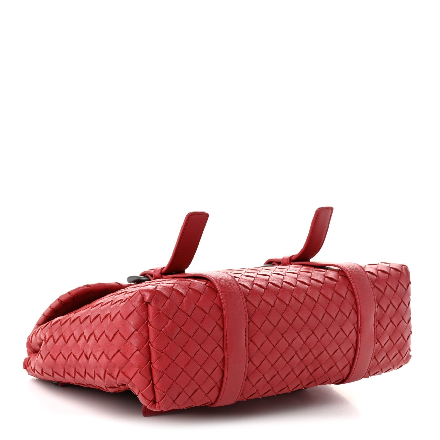 Bottega Veneta Nappa Intrecciato Flap Satchel Red