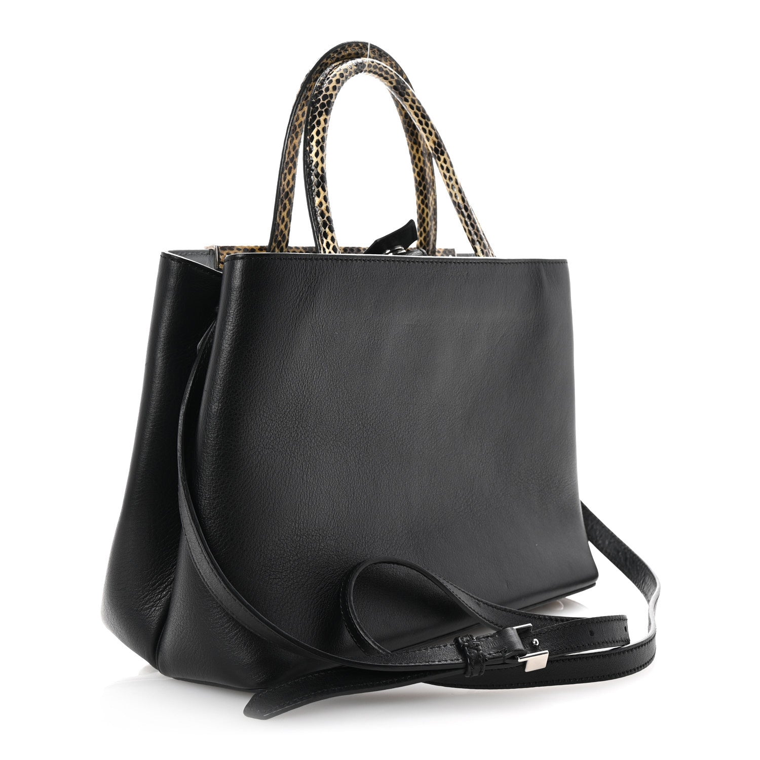 Fendi Petite 2Jours Tote Black Polvere side view