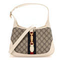 Gucci GG Supreme Monogram Azalea Calfskin Web Small Jackie 1961 Hobo Beige Ebony Mystic White