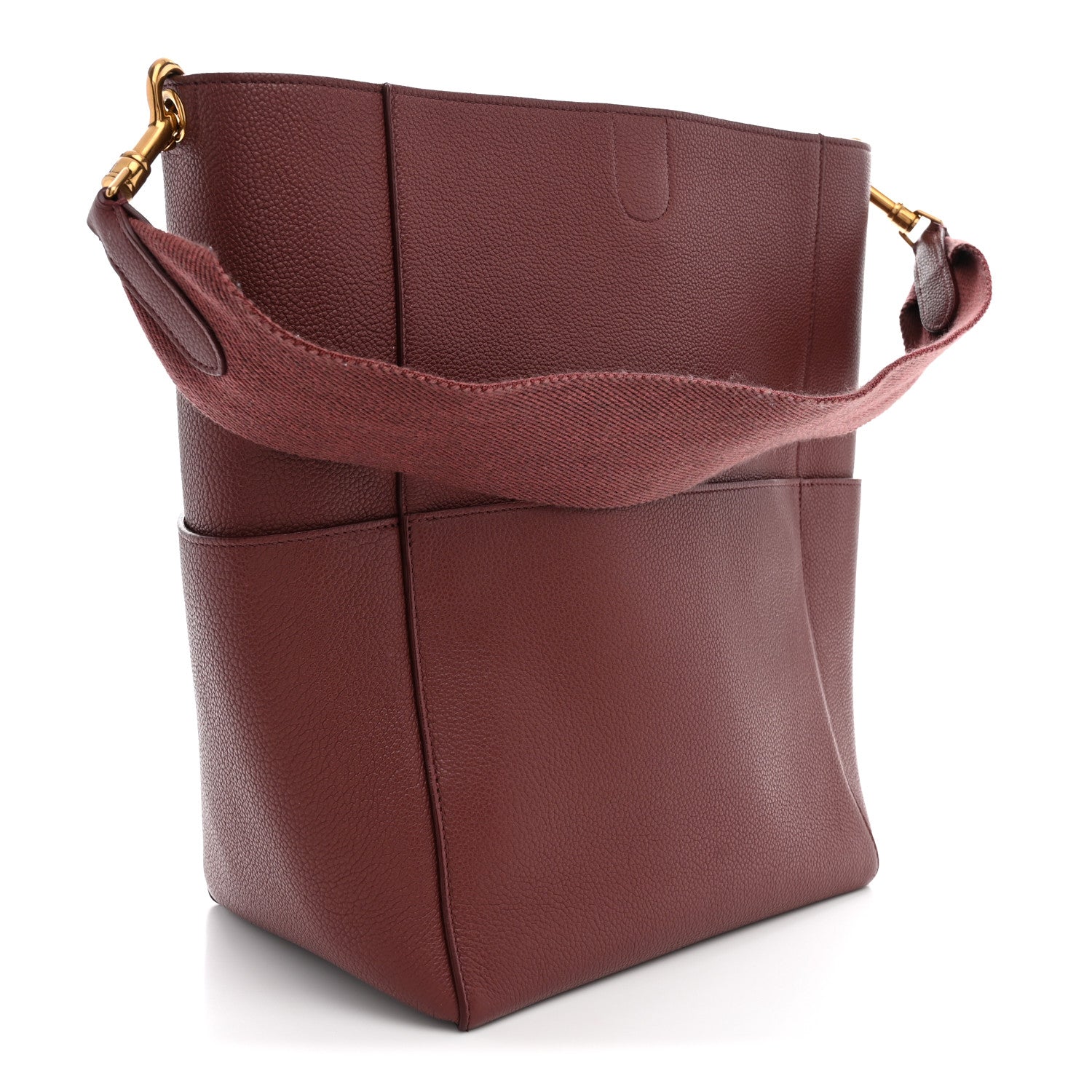 Celine Soft Grained Calfskin Sangle Bucket Bag Light Burgundy