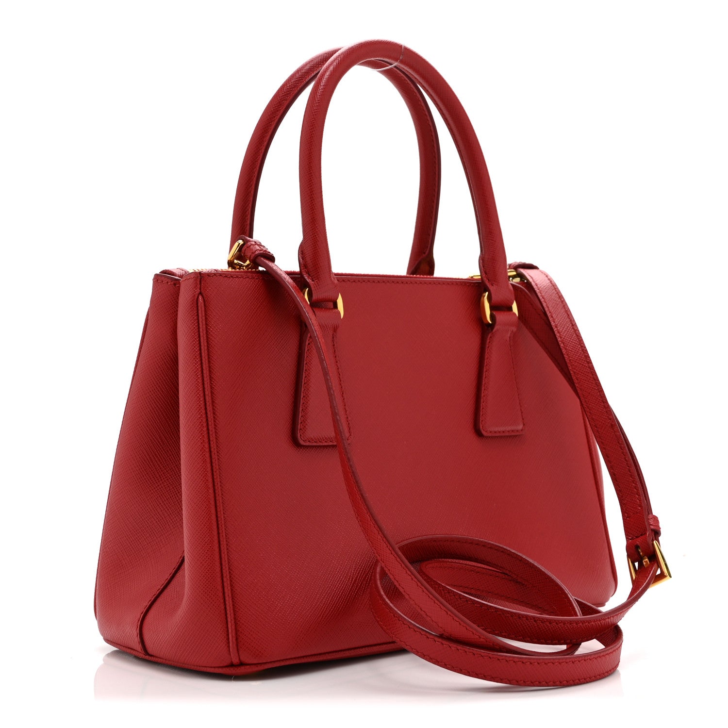 Prada Saffiano Lux Small Galleria Double Zip Tote Fuoco