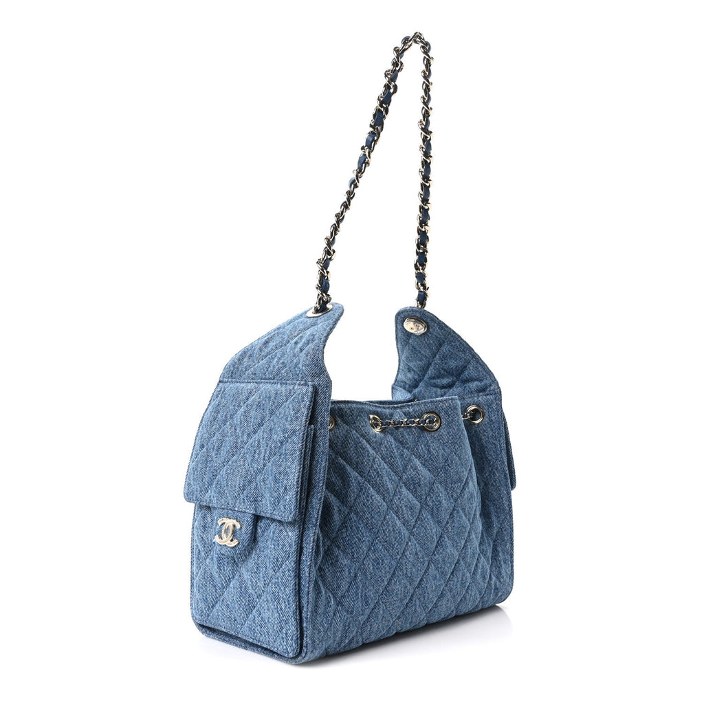 Chanel Denim Quilted Small Chanel 25 Handbag Blue