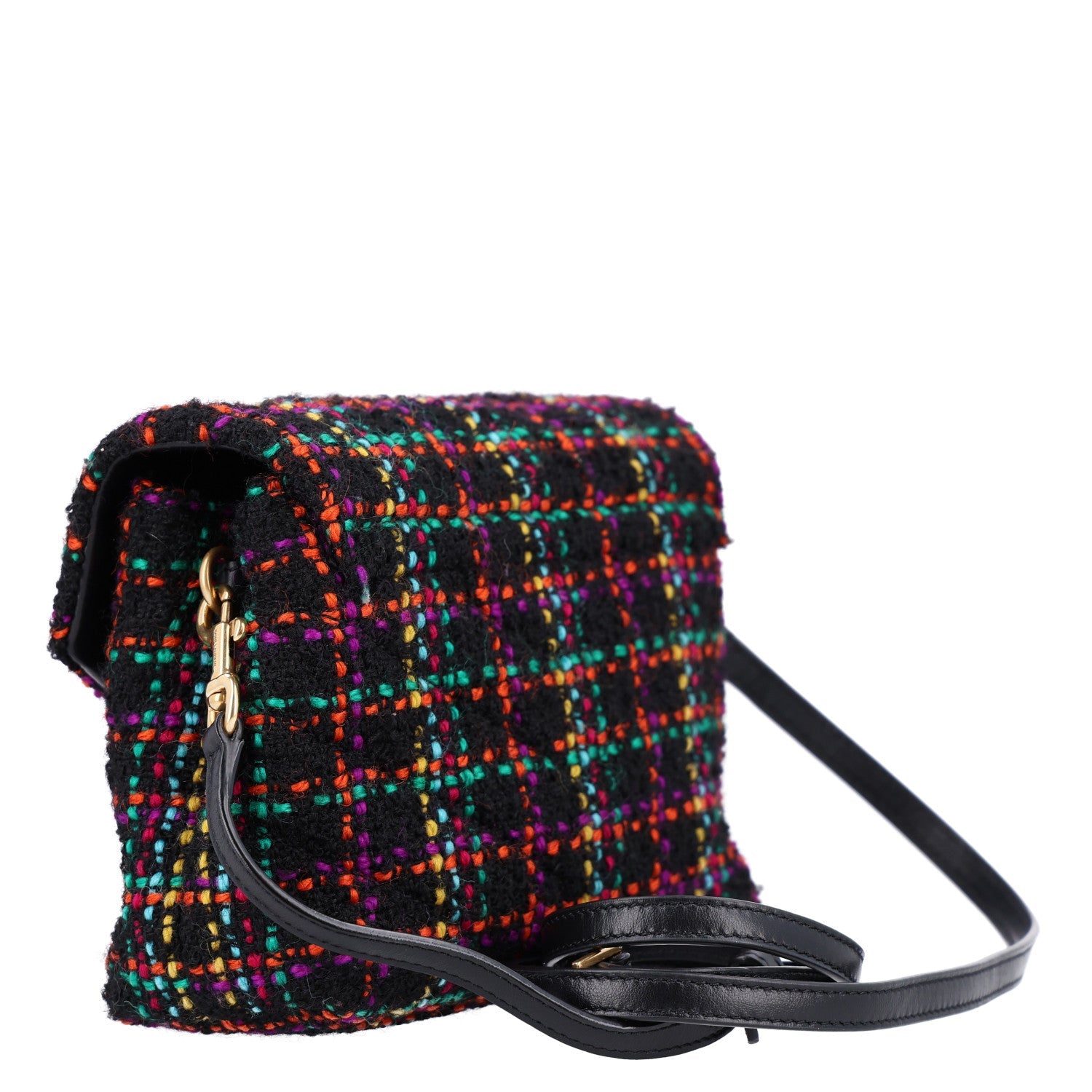 Saint Laurent Tweed Toy Loulou Shoulder Bag Black