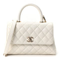 Chanel Caviar Quilted Mini Coco Handle Flap White