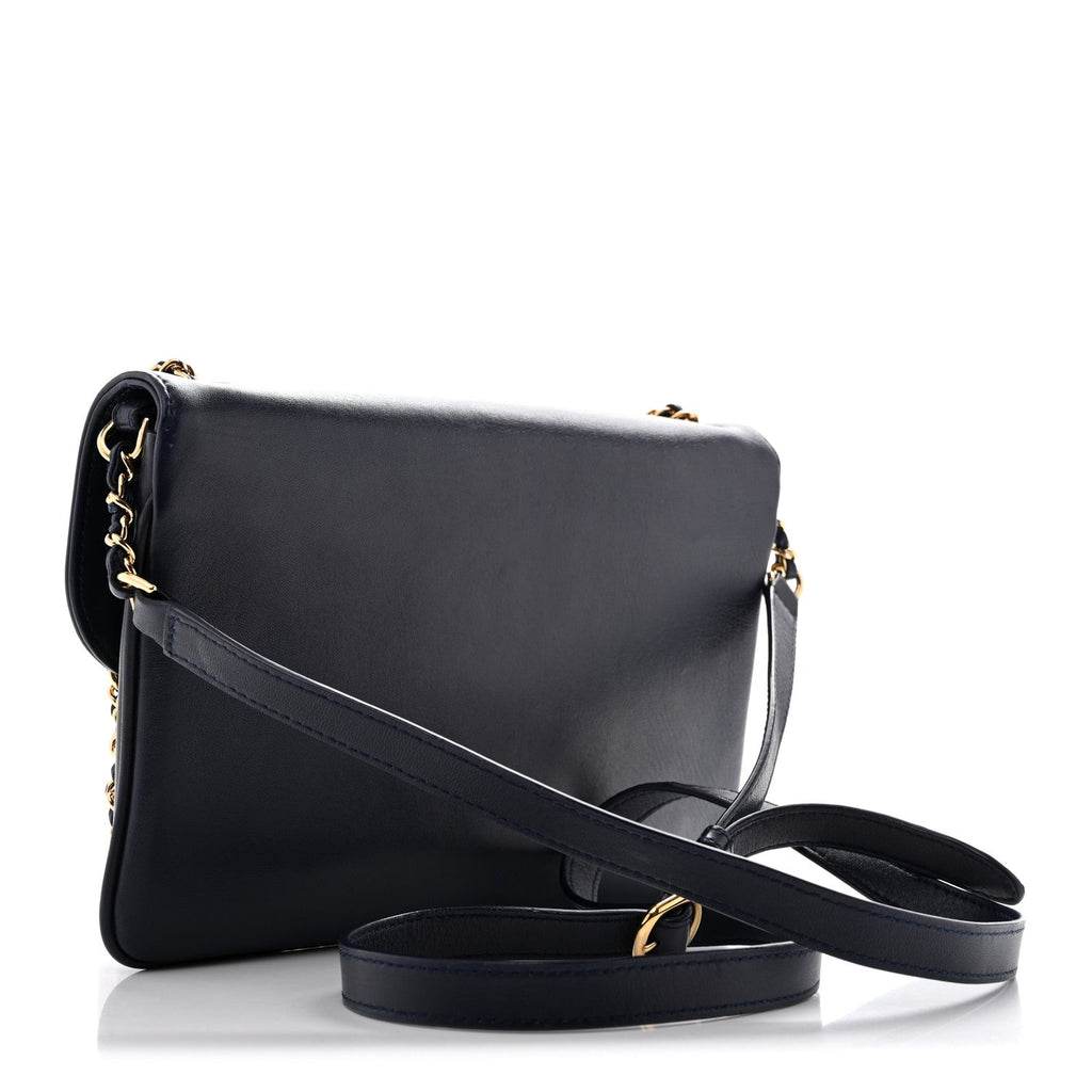 Chanel Lambskin Quilted Large CC Unchained Crossbody Navy