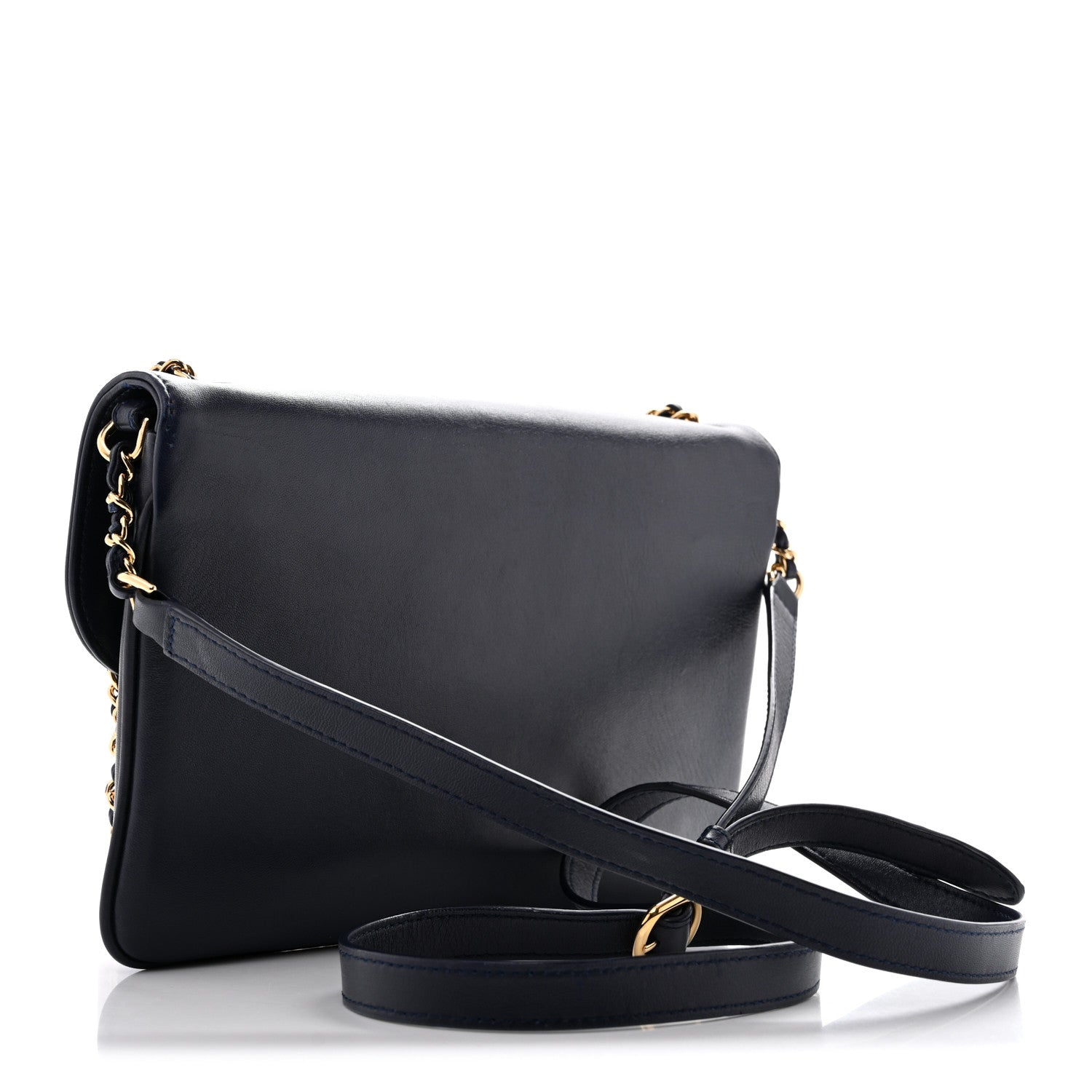 Chanel Lambskin Quilted Large CC Unchained Crossbody Navy