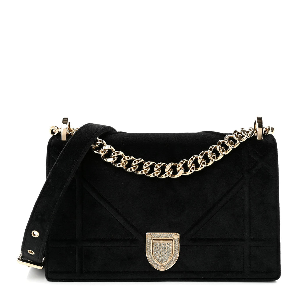 Dior Velvet Small Diorama Flap Bag Black