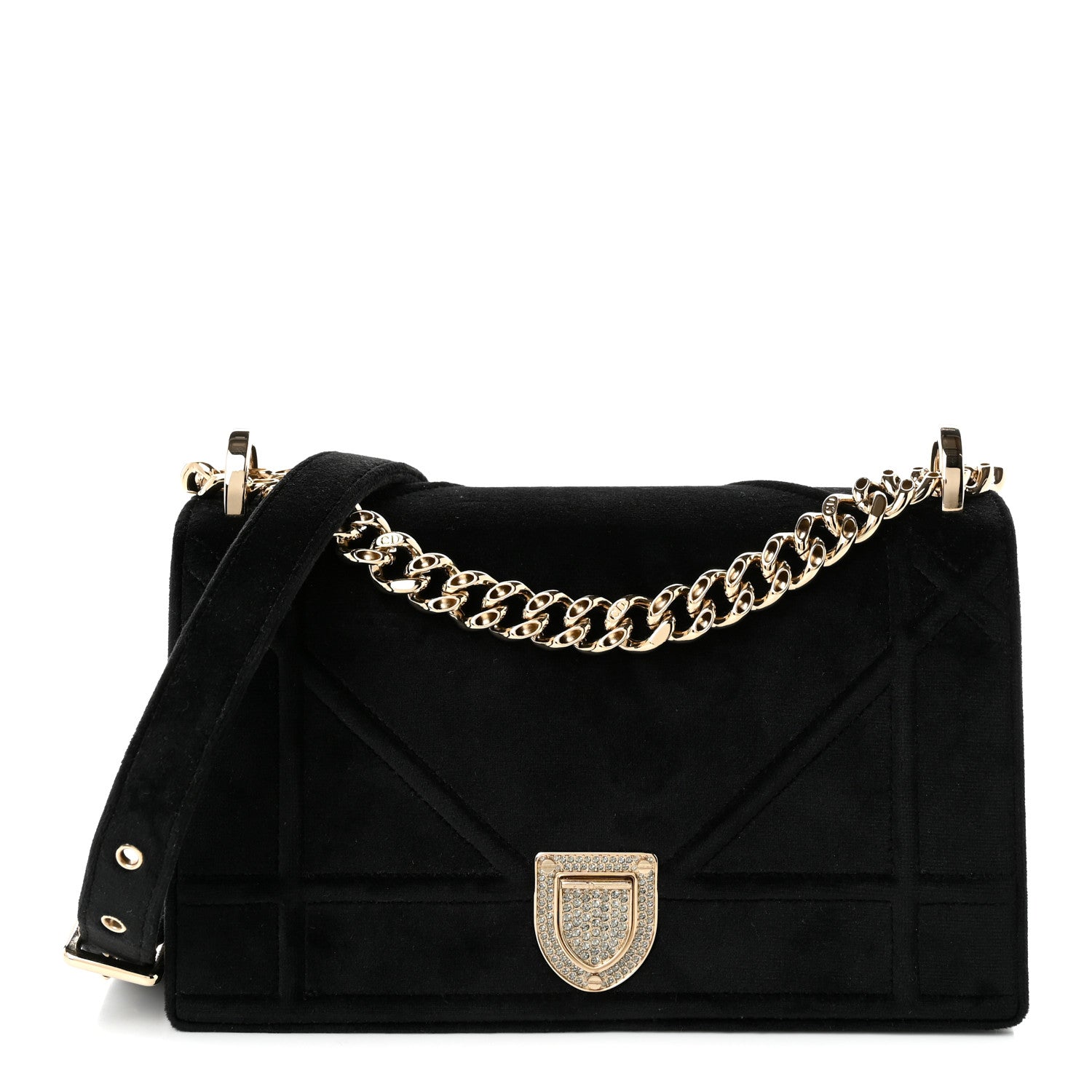 Dior Velvet Small Diorama Flap Bag Black