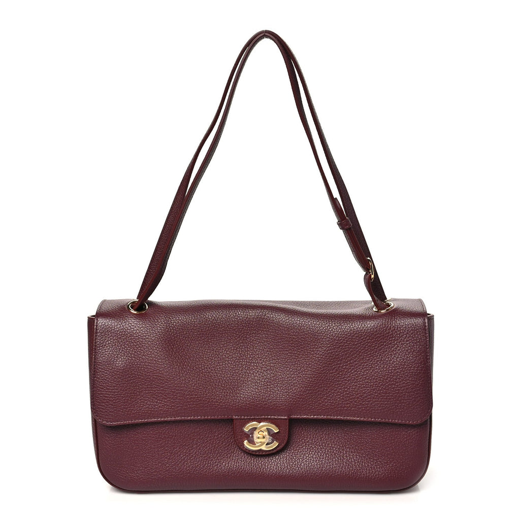 Chanel Grained Calfskin Small Souplissimo Maxi Flap Burgundy front view