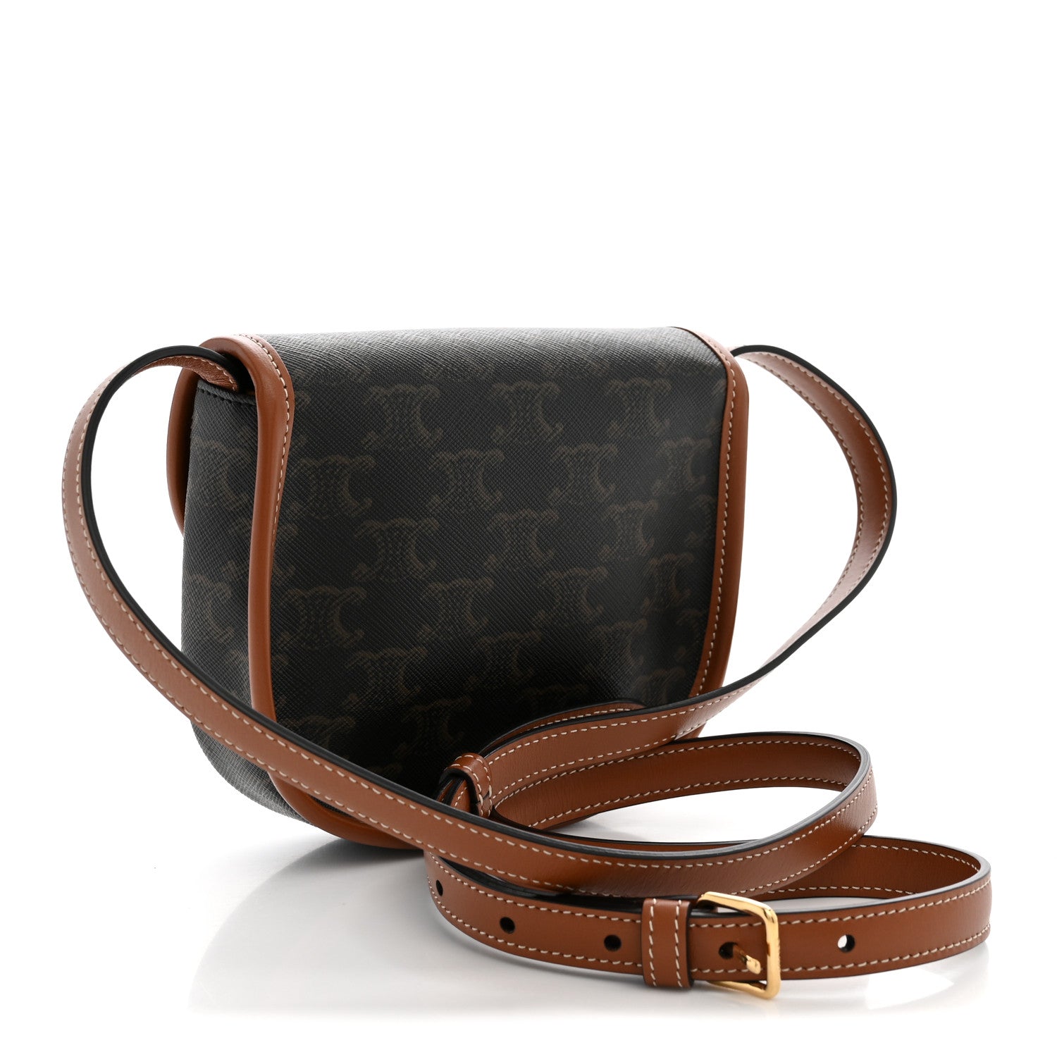 Celine Canvas Calfskin Triomphe Mini Besace Tan
