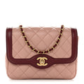 Chanel Lambskin Quilted Mini Two Tone Day Flap Pink Burgundy