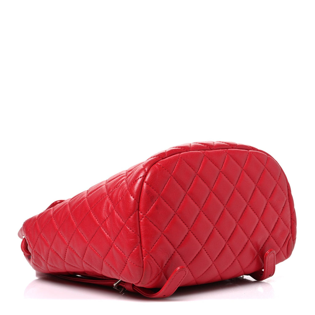 Chanel Lambskin Quilted Small Urban Spirit Backpack Dark Pink detail view