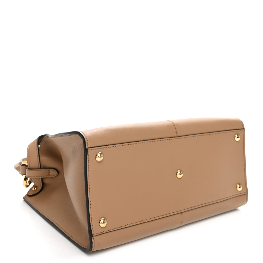 Fendi Vitello Seta Nabuk Pequin Medium Peekaboo X-Lite Cuoio Tabacco Moro