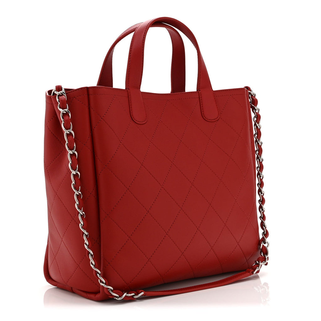 Chanel Bullskin Stitched Medium Shopping Bag Red