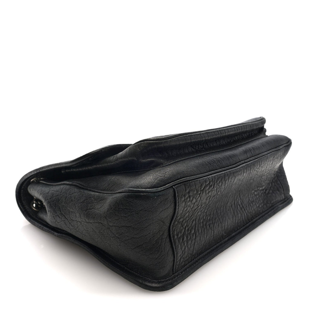 Saint Laurent Grained Lambskin Monogram Large Niki Chain Satchel Black