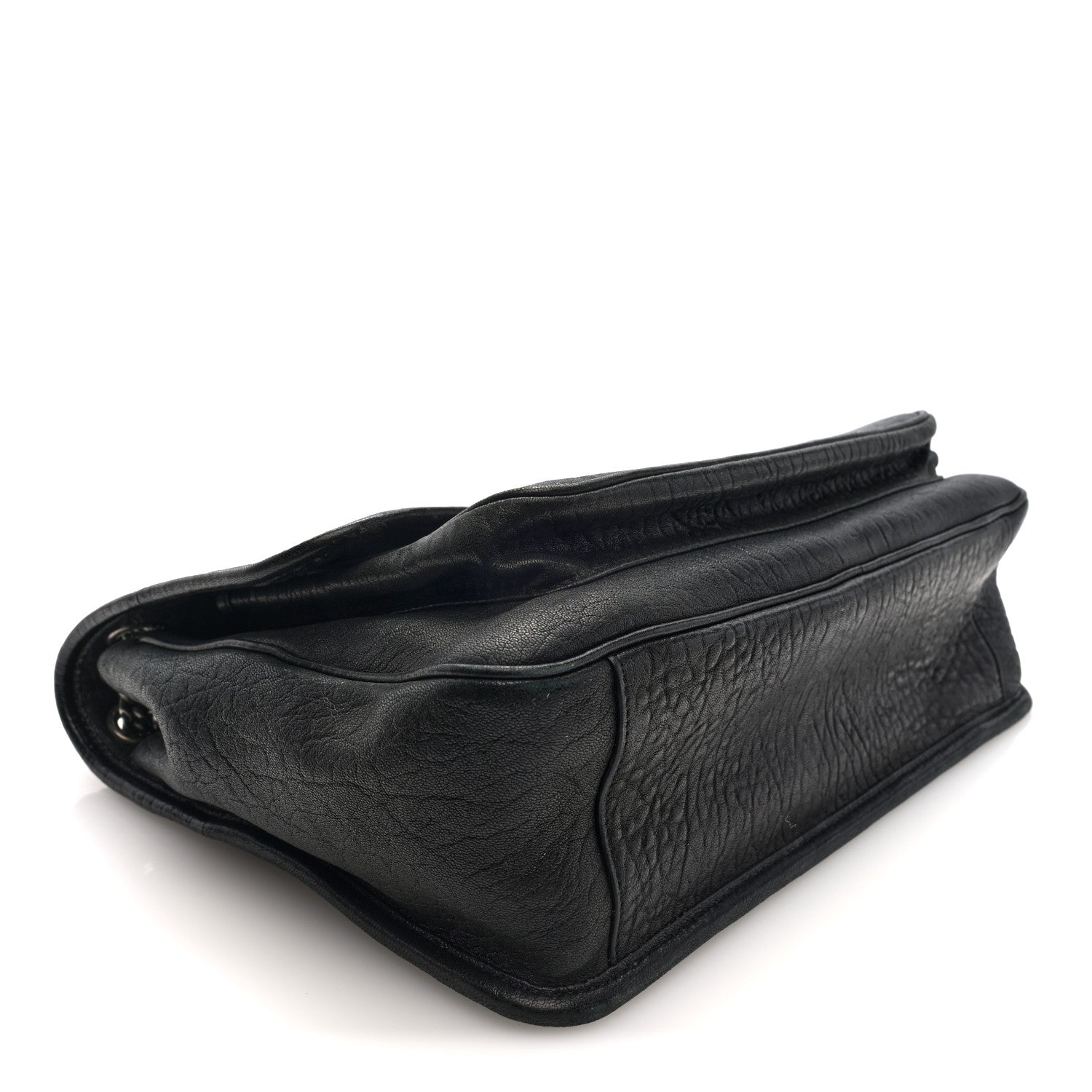 Saint Laurent Grained Lambskin Monogram Large Niki Chain Satchel Black