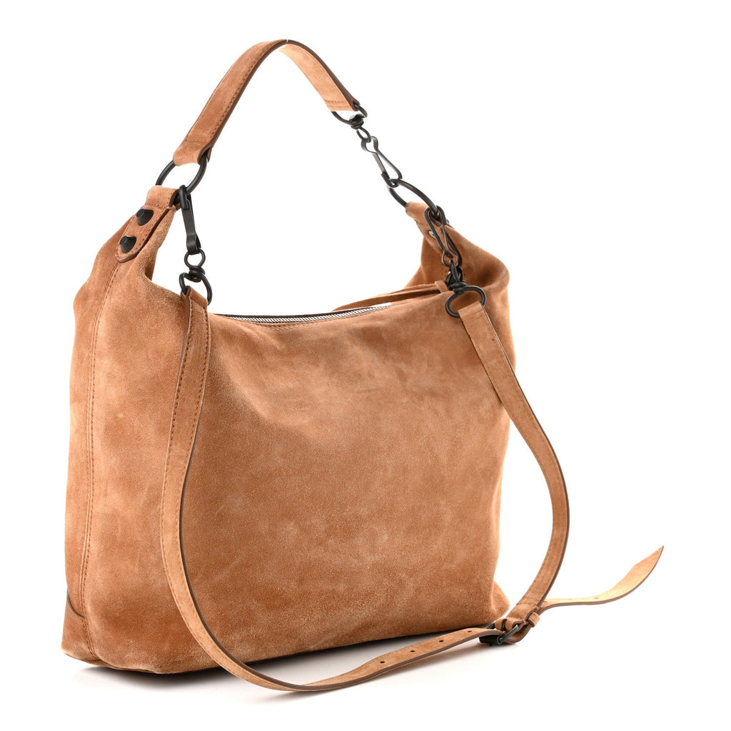 Balenciaga Suede Classic Hardware Small Le City Hobo Bag Camel