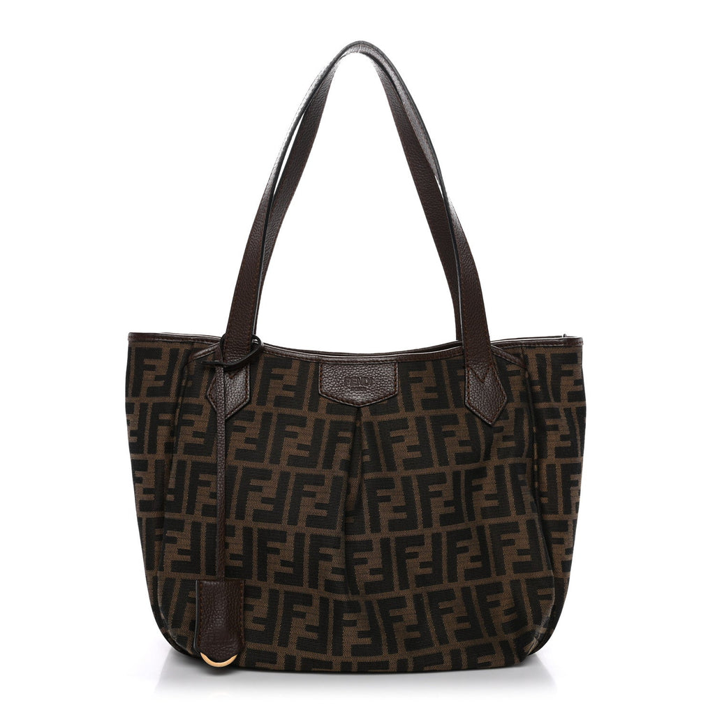 Fendi Zucca Vitello Artic Medium Shopping Tote Tobacco Castagna