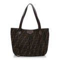 Fendi Zucca Vitello Artic Medium Shopping Tote Tobacco Castagna