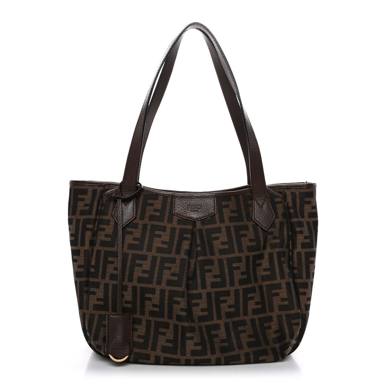 Fendi Zucca Vitello Artic Medium Shopping Tote Tobacco Castagna