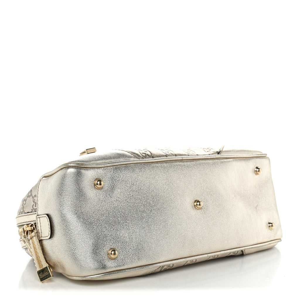 Gucci Guccissima Small Capri Satchel Metallic Gold