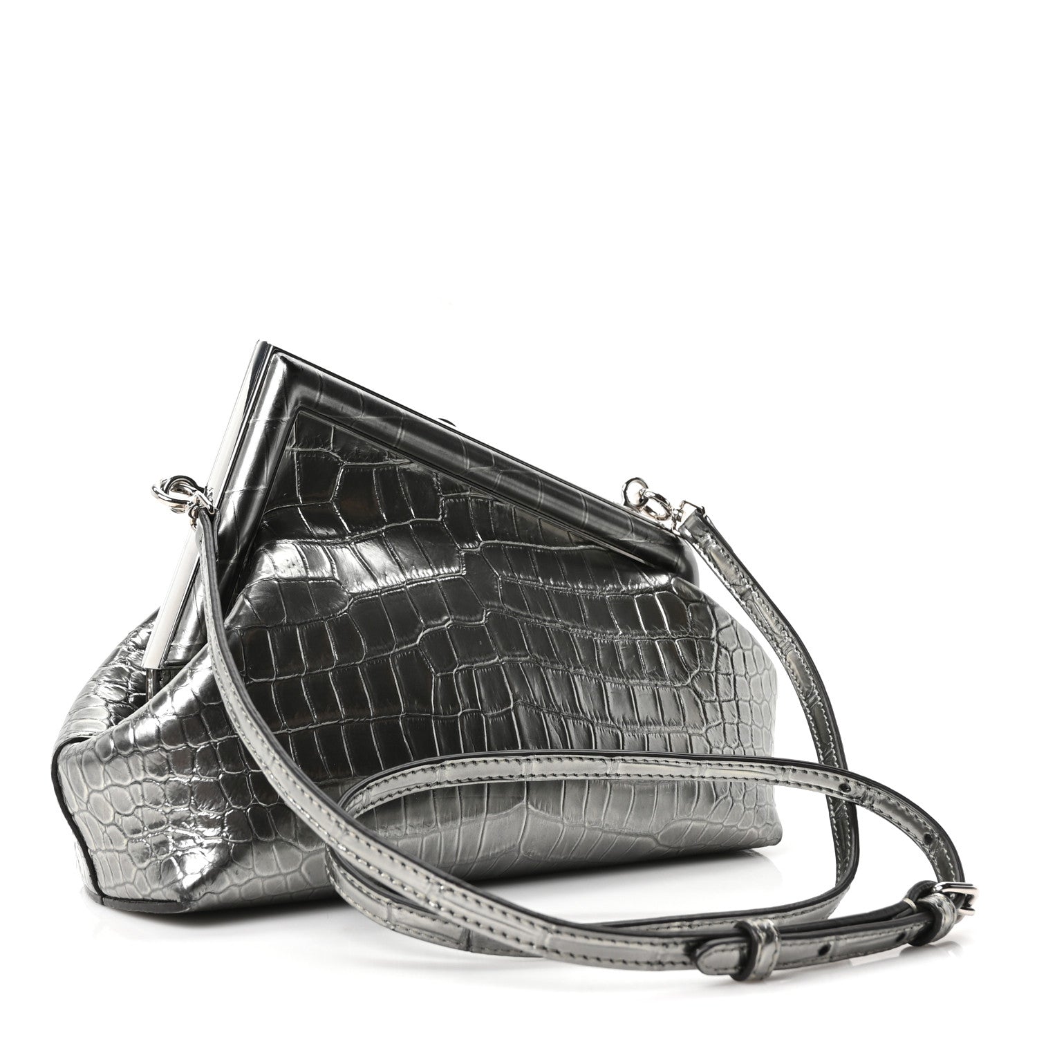 Fendi Crocodile Small Fendi First Silver