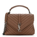 Saint Laurent Sheepskin Matelasse Chevron Monogram Medium College Bag Fard