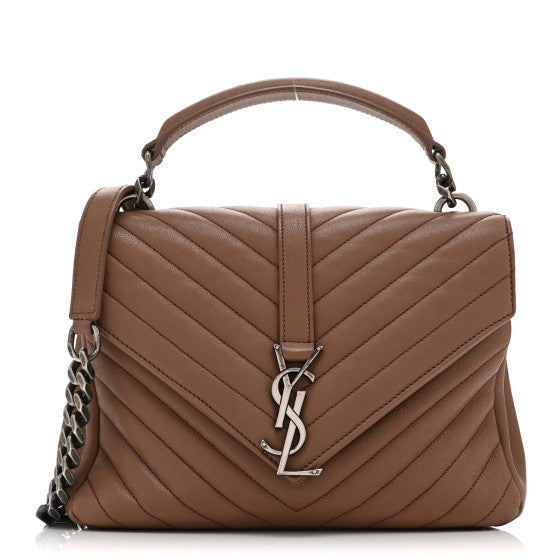 Saint Laurent Sheepskin Matelasse Chevron Monogram Medium College Bag Fard