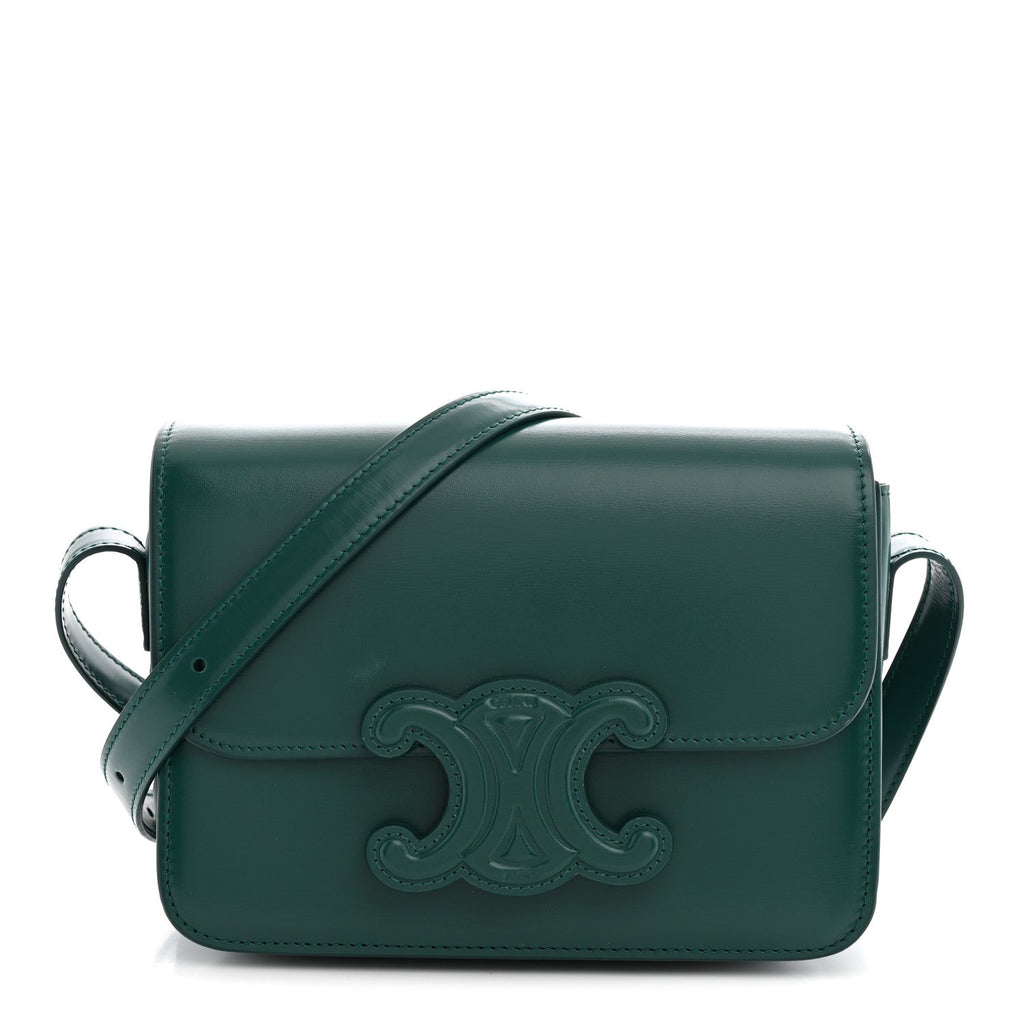 Celine Shiny Calfskin Teen Cuir Triomphe Pine Green