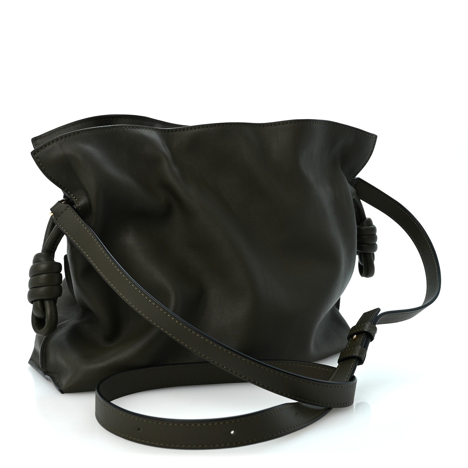 Loewe Nappa Medium Flamenco Knot Bag Khaki Green