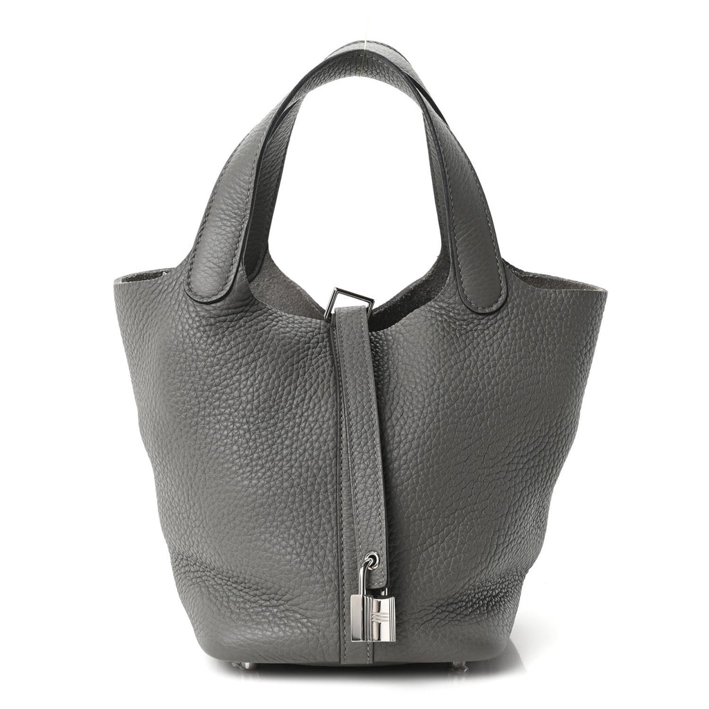 Hermès Taurillon Clemence Picotin Lock 18 PM Gris Meyer