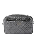 Chanel Metallic Aged Calfskin Quilted Medium Reissue Camera Case Dark Silver