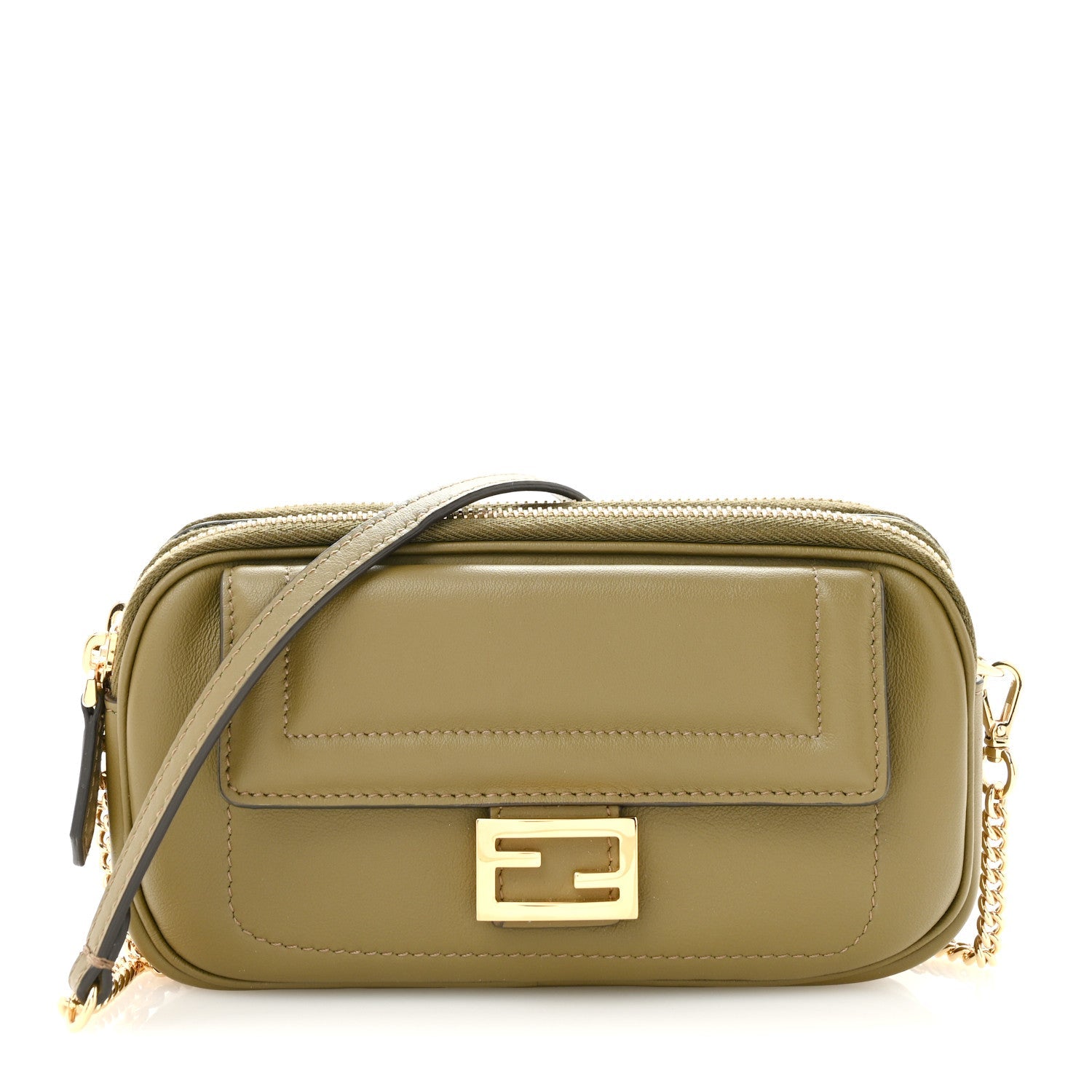 Fendi Vitello Grace Matte Easy Baguette Olive