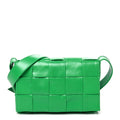 Bottega Veneta Paper Calfskin Maxi Intreccio Small Cassette Crossbody Bag Grass