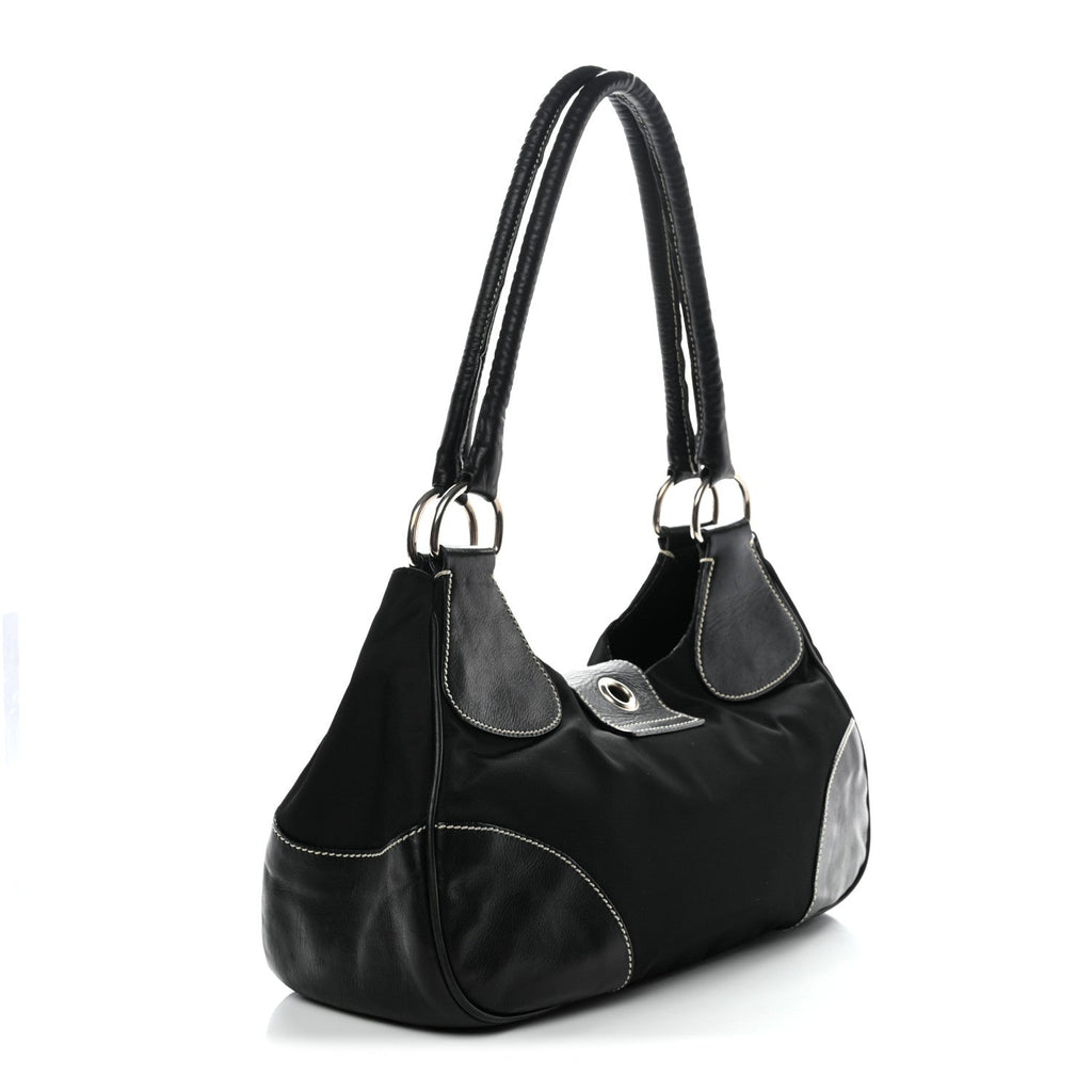 Prada Tessuto Nylon Moon Shoulder Bag Black