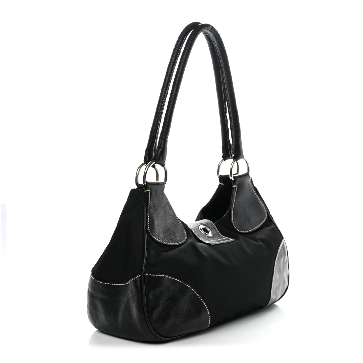 Prada Tessuto Nylon Moon Shoulder Bag Black