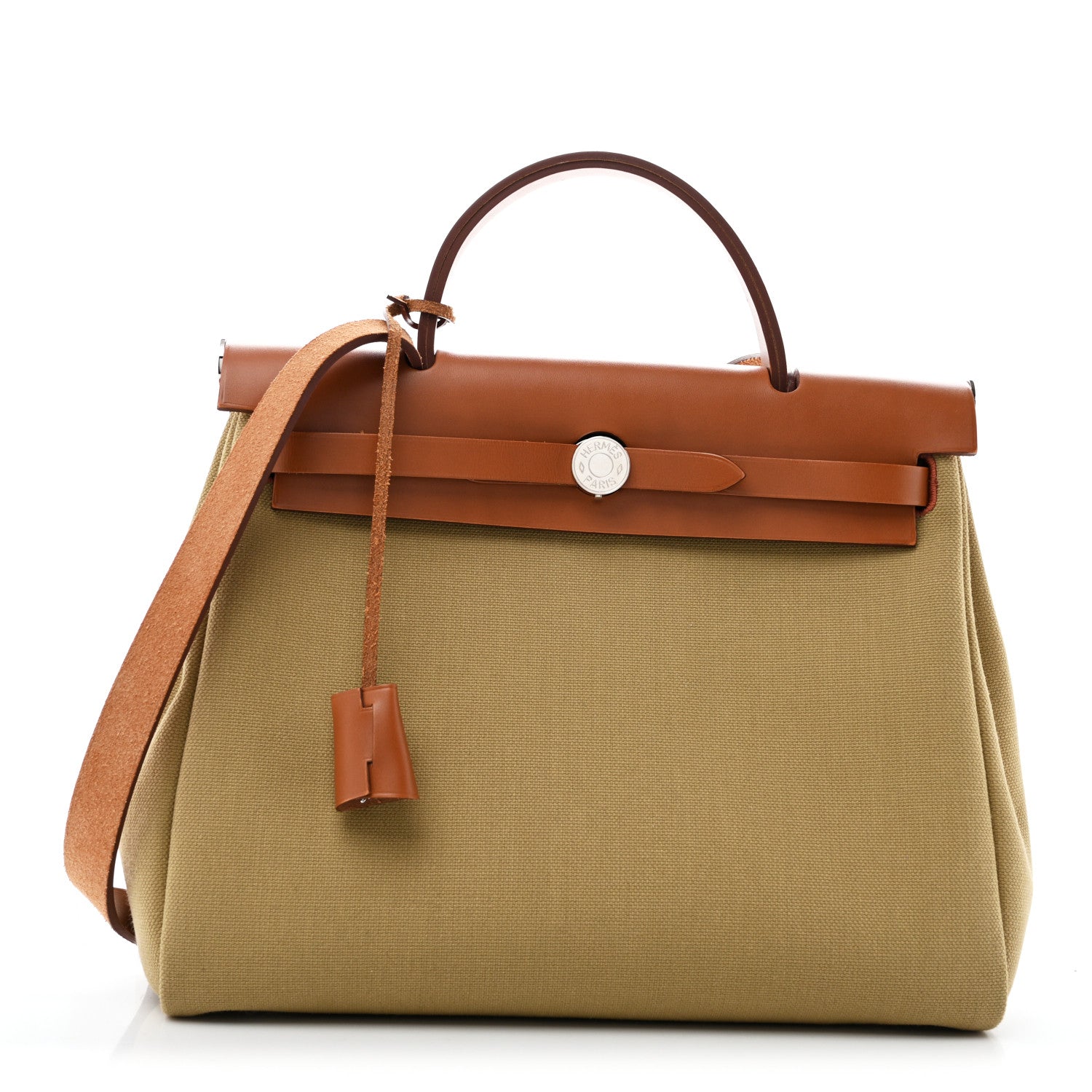 Hermès Military Toile Vache Hunter Herbag Zip Retourne 31 PM Poussiere Fauve