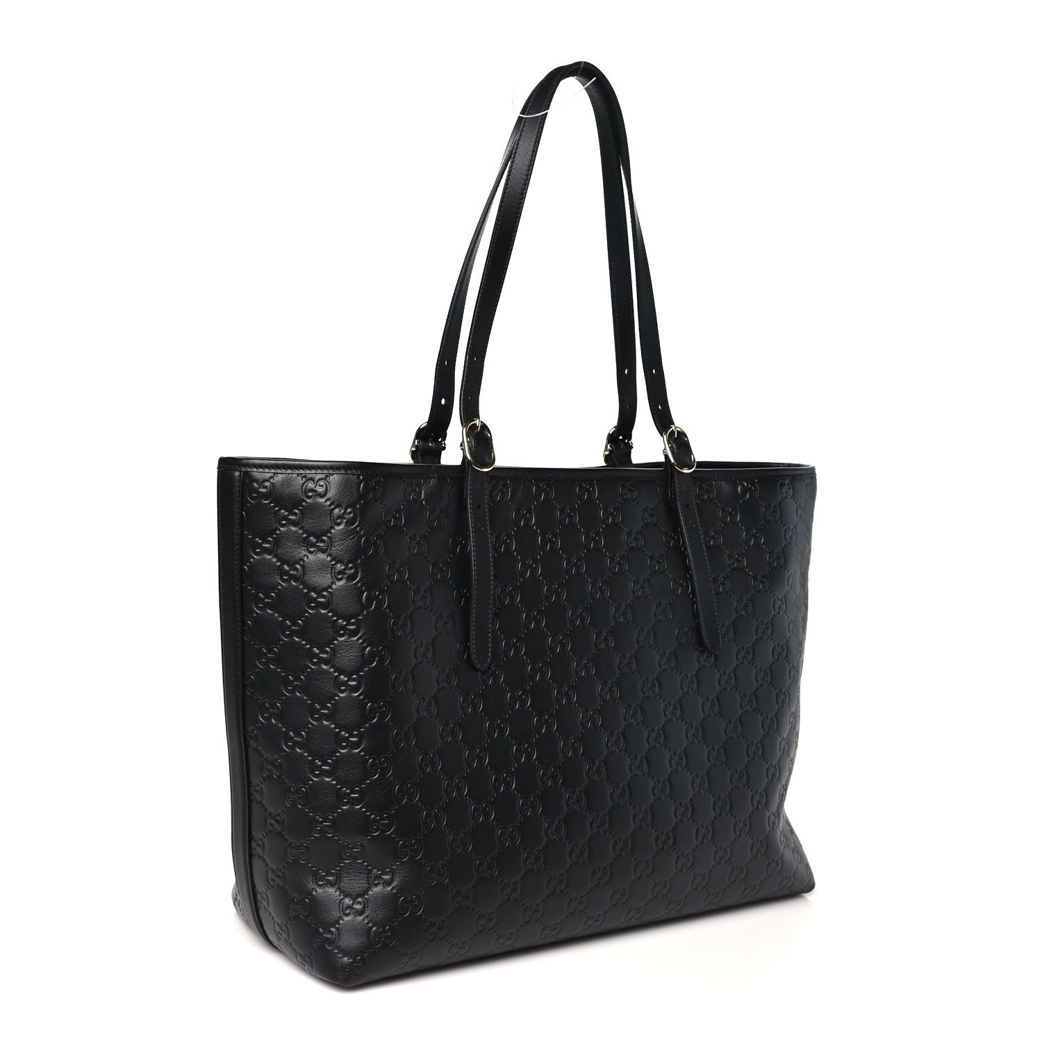 Gucci GG Calfskin Embossed Emblem Large Tote Bag Black