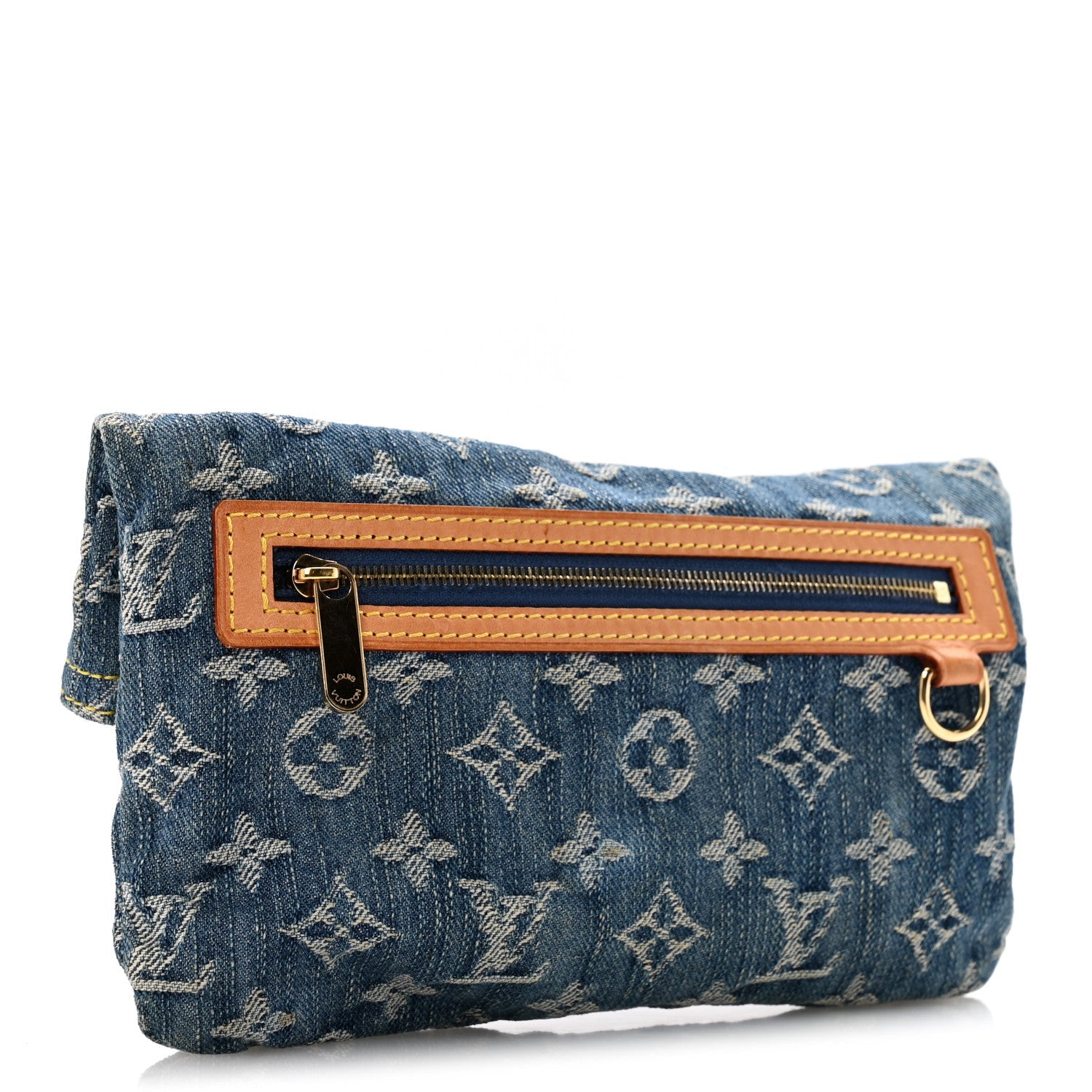 Louis Vuitton Monogram Denim Pochette Plat Clutch Blue side view