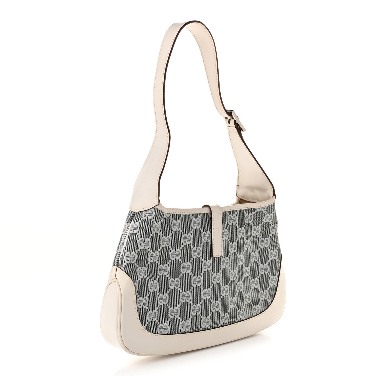 Gucci Monogram Web Small Jackie O Hobo White Grey