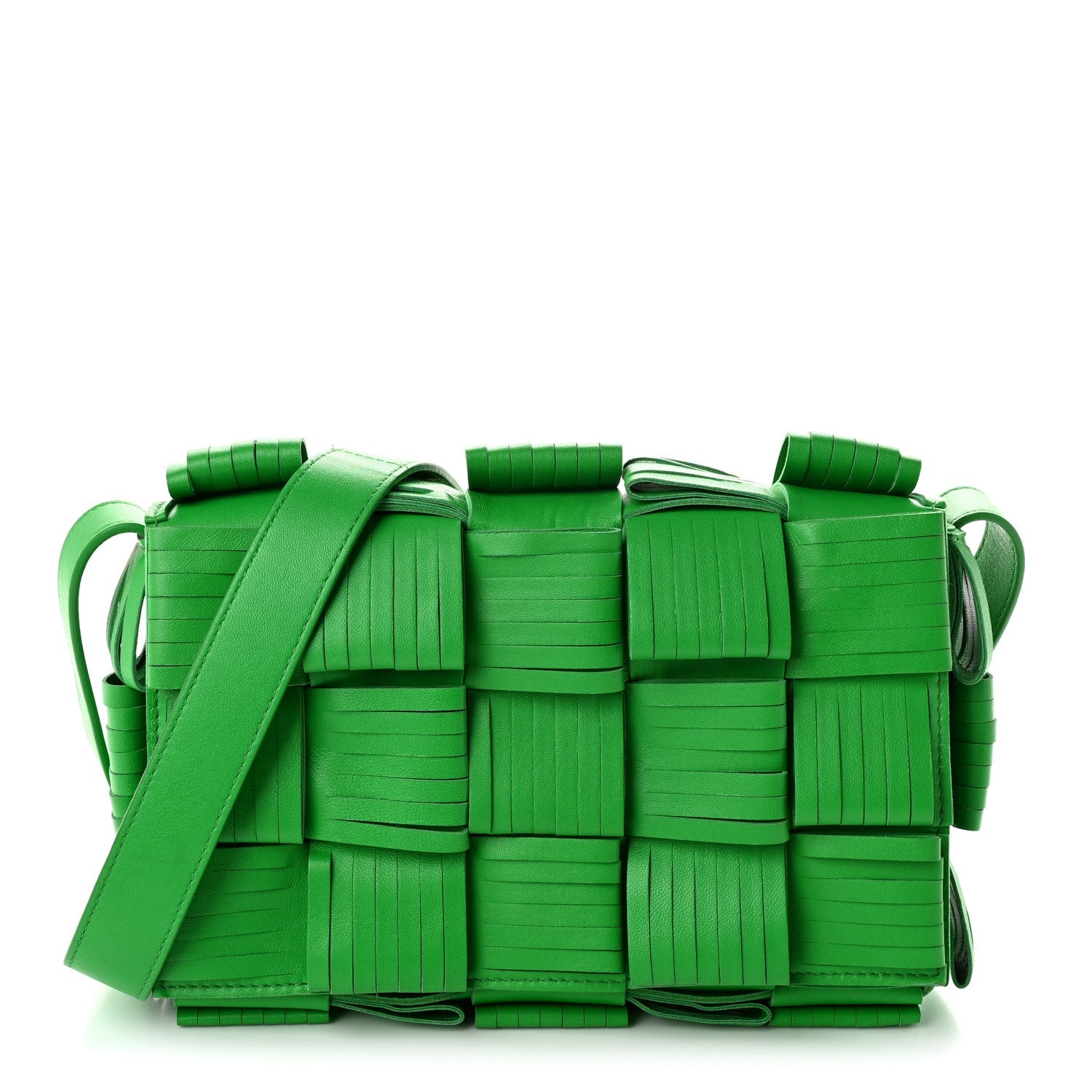 Bottega Veneta Nappa Maxi Intrecciato Fringed Cassette Crossbody Bag Parakeet