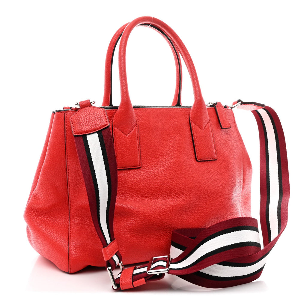 Pebbled Calfskin Gotham Bauletto Satchel Red