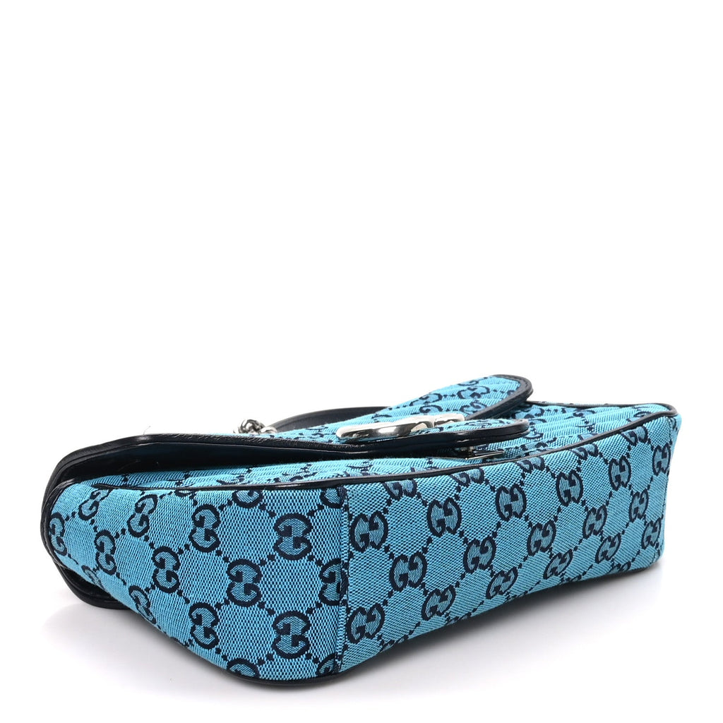 Gucci Monogram Multicolor Matelasse Diagonal Small GG Marmont Shoulder Bag Light Blue