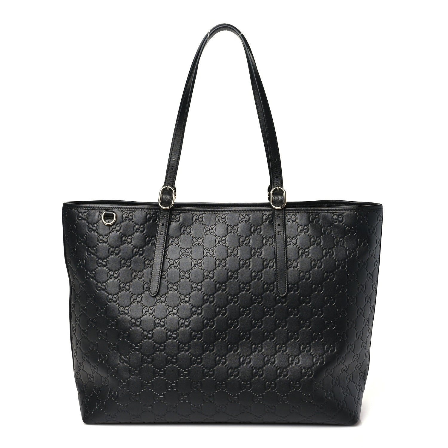 Gucci GG Calfskin Embossed Emblem Large Tote Bag Black