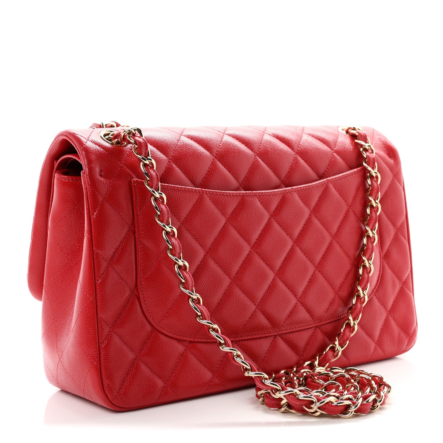 Chanel Caviar Quilted Jumbo Double Flap Red