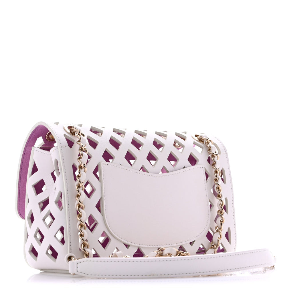 Chanel Lambskin Small Sea Through Flap White Multicolor