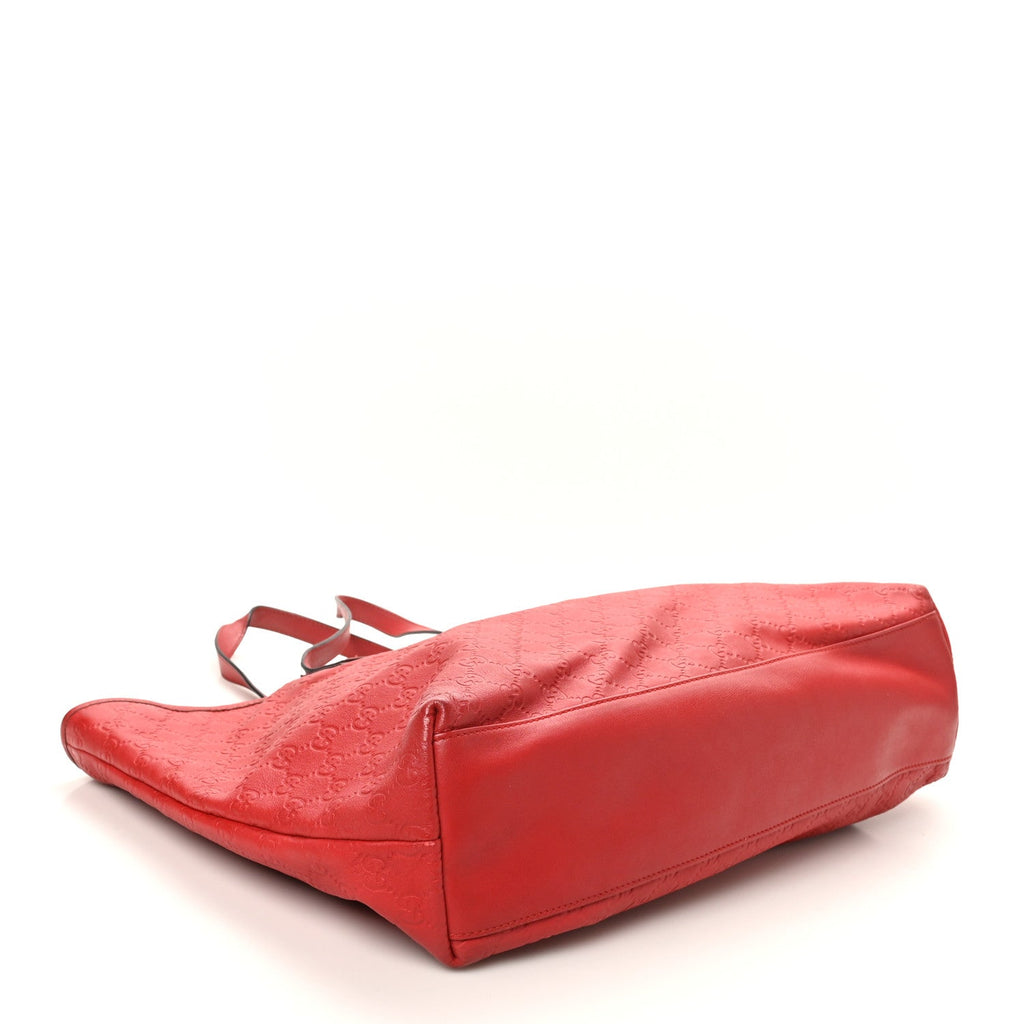 Gucci Guccissima Large Zippered Shopping Tote Red