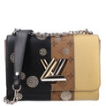 Louis Vuitton Calfskin Reverse Monogram Studded Twist Shoulder Bag MM Black Gold