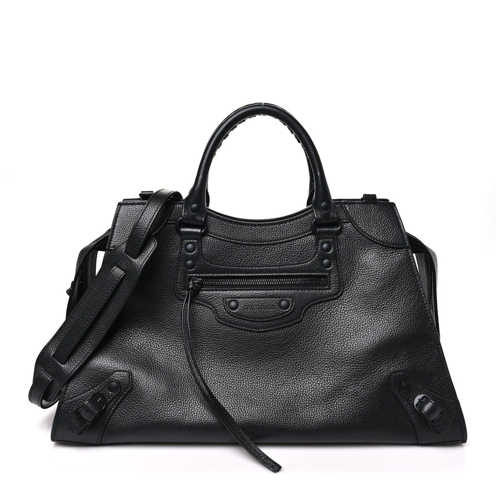 Balenciaga Grained Calfskin Neo Classic Black Hardware S City Black